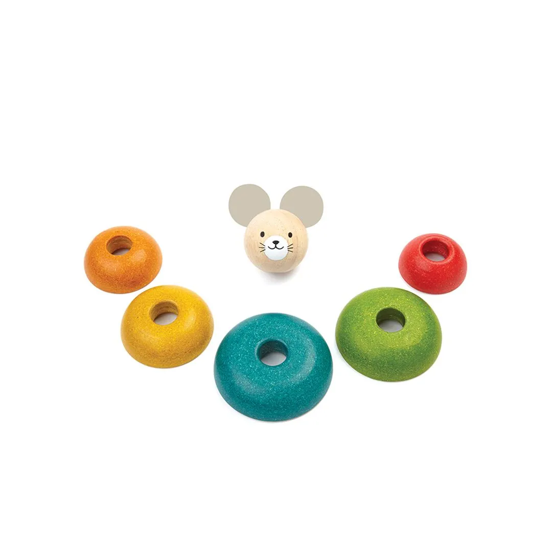 PlanToys Souris Anneaux à empiler jouet bois 12 mois