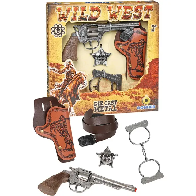 Gonher Wild West Set cowboy 8 coups métal
