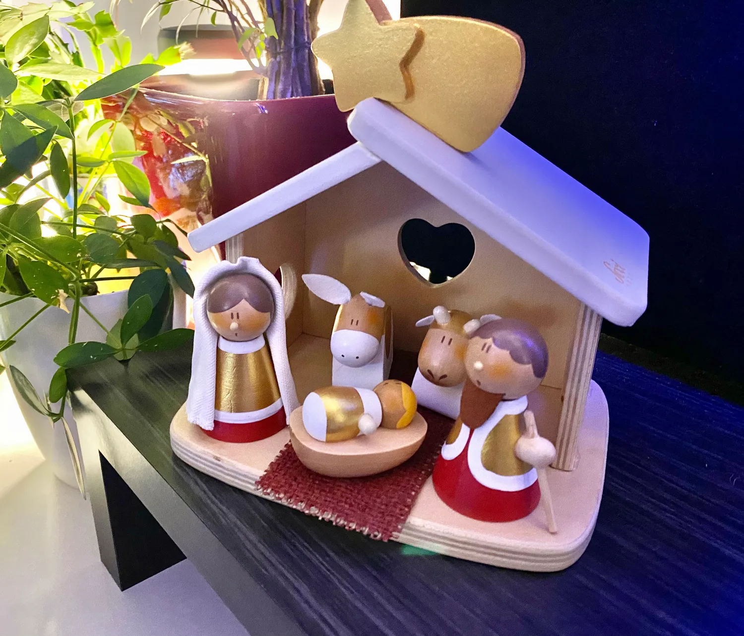 Sevi crèche Noël bois 5 figurines 7,5 cm