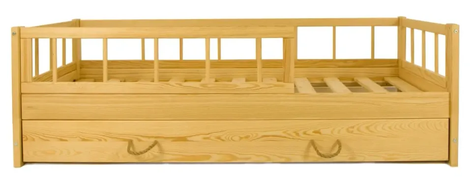 Velinda lit enfant bois barrière tiroir 160x80 naturel
