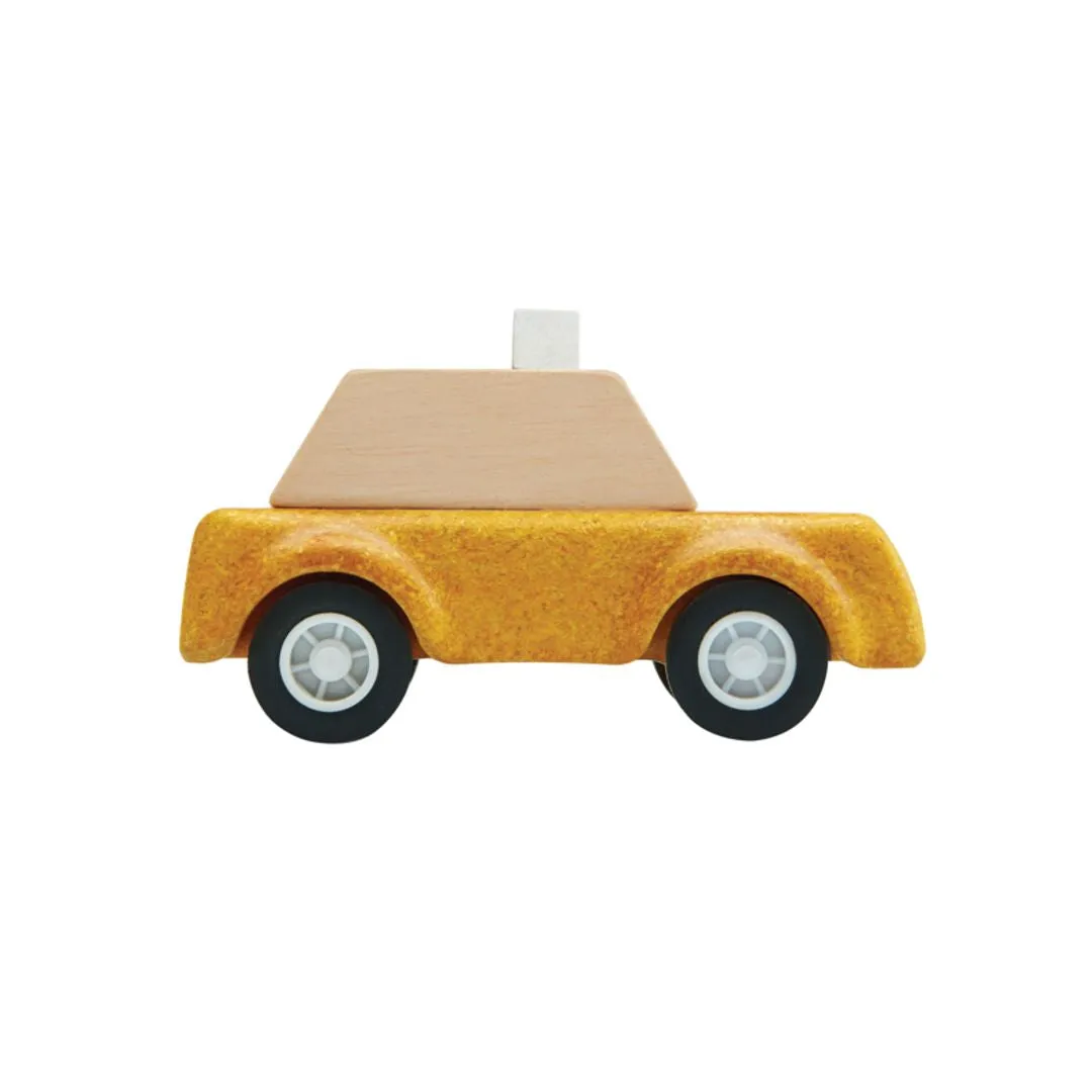 PlanToys Yellow Taxicab voiture bois taxi jaune
