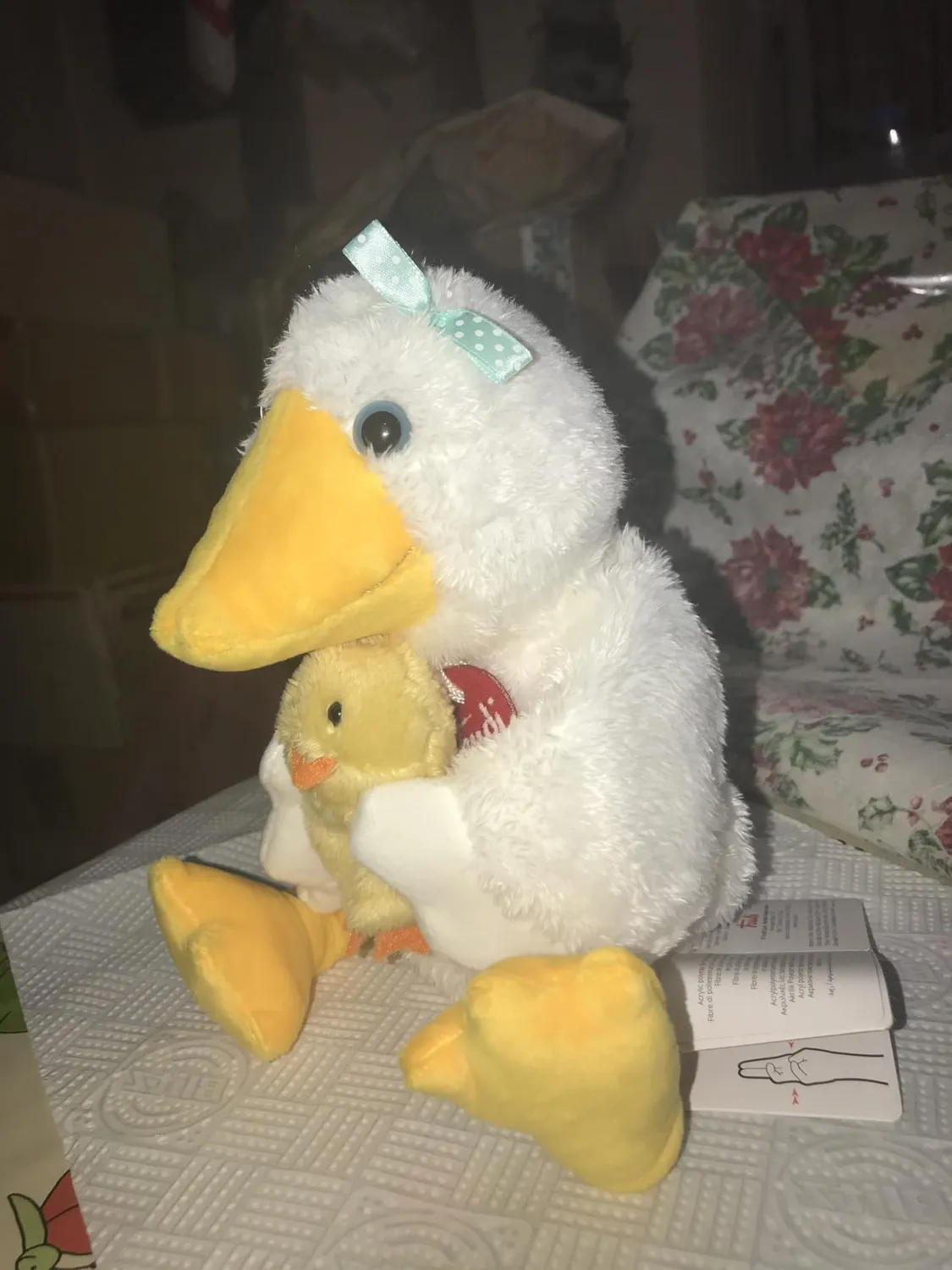 Trudi Sevi Mama & Baby marionnette oie peluche lavable
