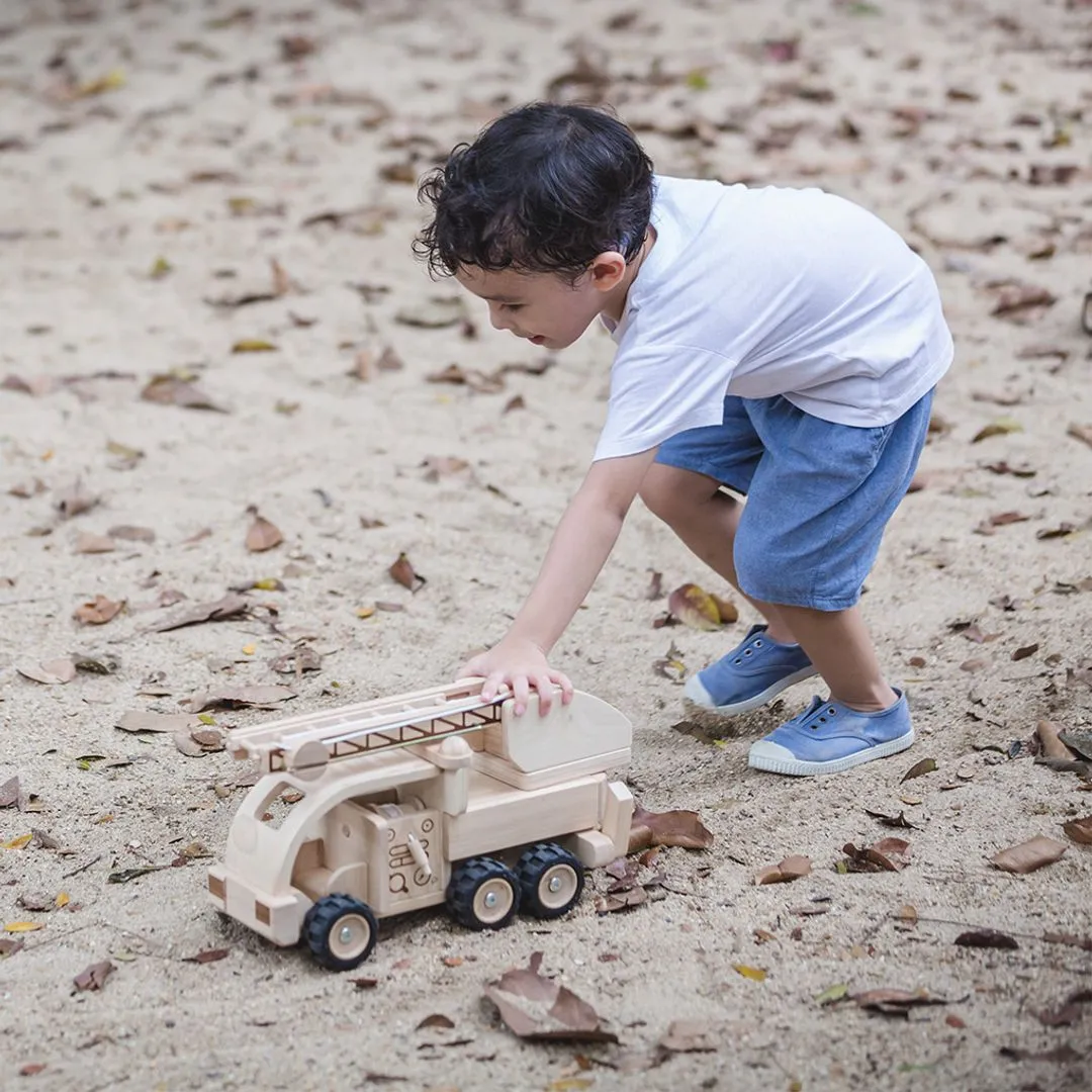 PlanToys Fire Truck camion pompier bois échelle rotative