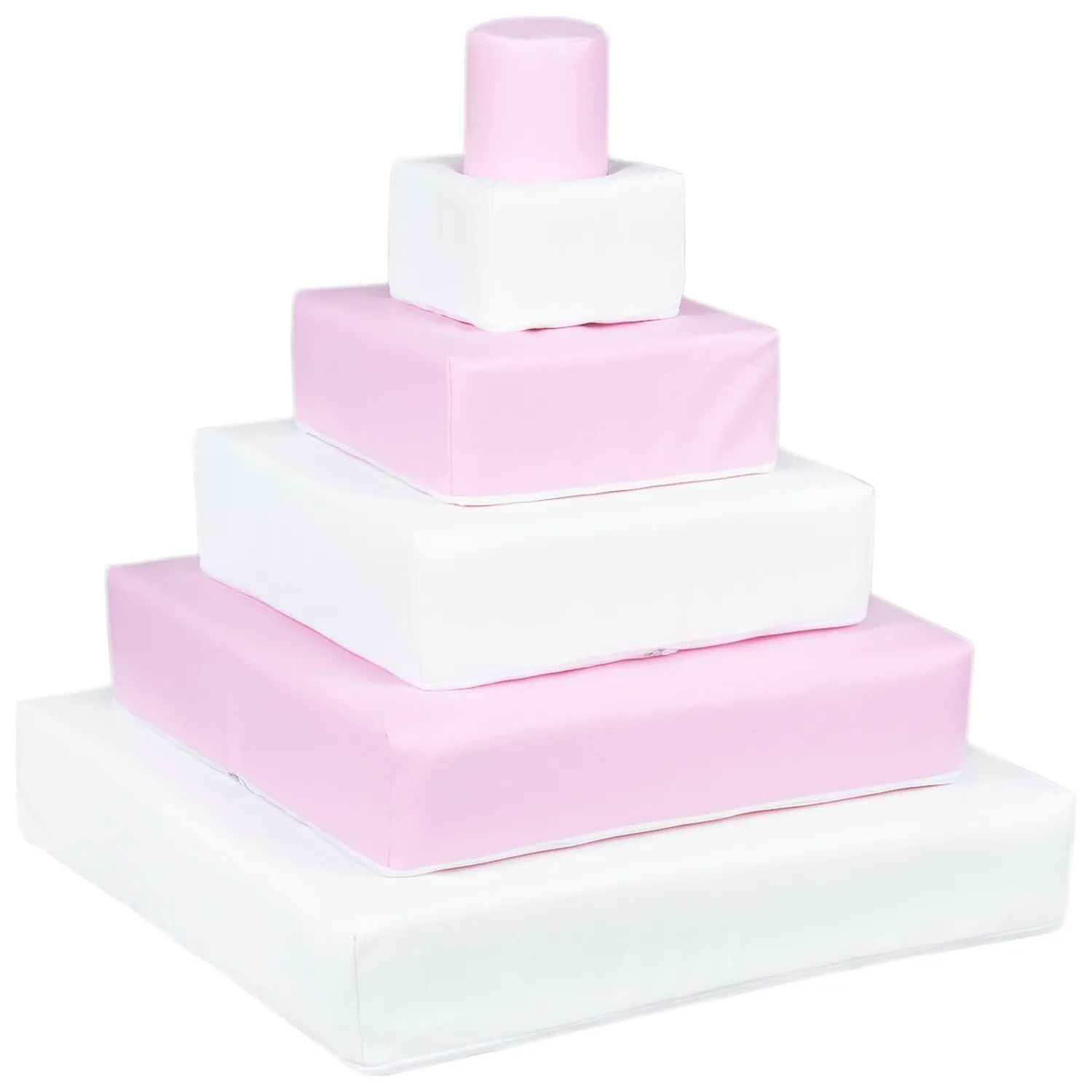 Velinda Pyramide lot 6 gros blocs en mousse blanc bleu pastel motricité