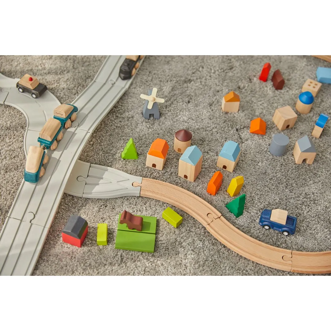 PlanToys Rubber Road & Rail adaptateurs circuit train 2 pièces