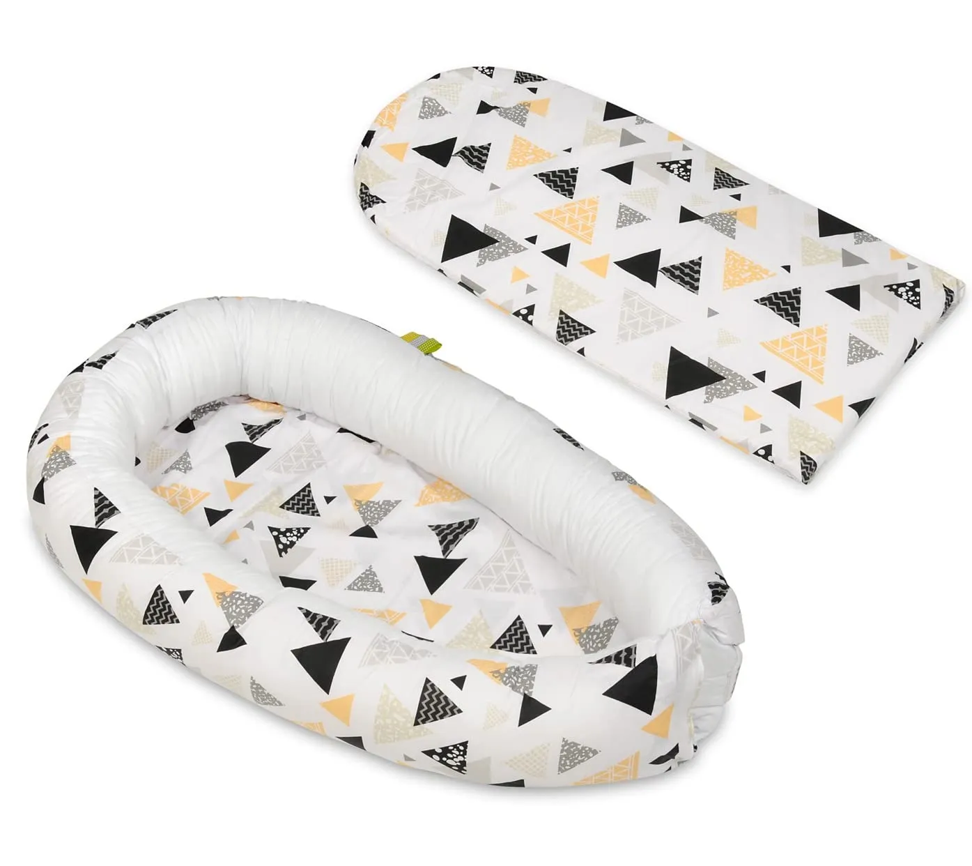 Velinda cocon bébé coton Triangles Jaunes réglable