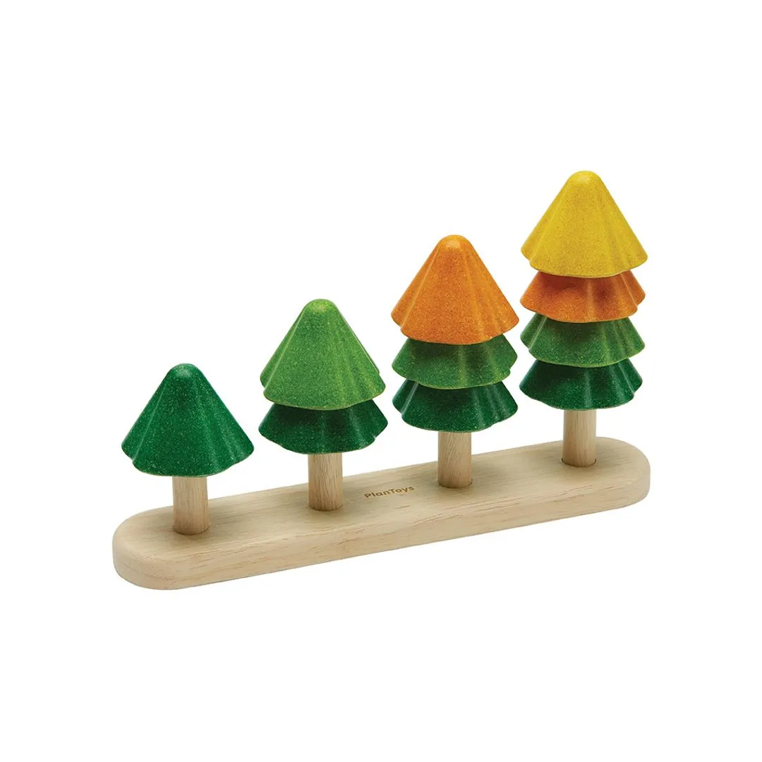 PlanToys Sort & Count Trees jeu à empiler bois 14 pièces