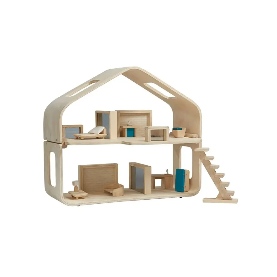 PlanToys Contemporary maison poupée bois meublée 2 étages