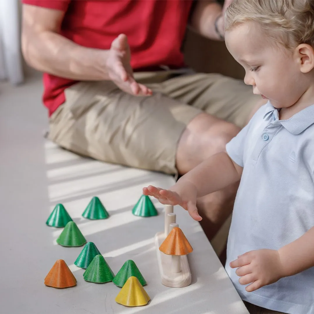 PlanToys Sort & Count Trees jeu à empiler bois 14 pièces