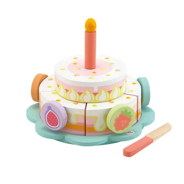Sevi 83033 set gâteau anniversaire bois 5 parts
