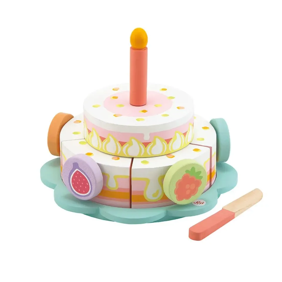 Sevi 83033 set gâteau anniversaire bois 5 parts