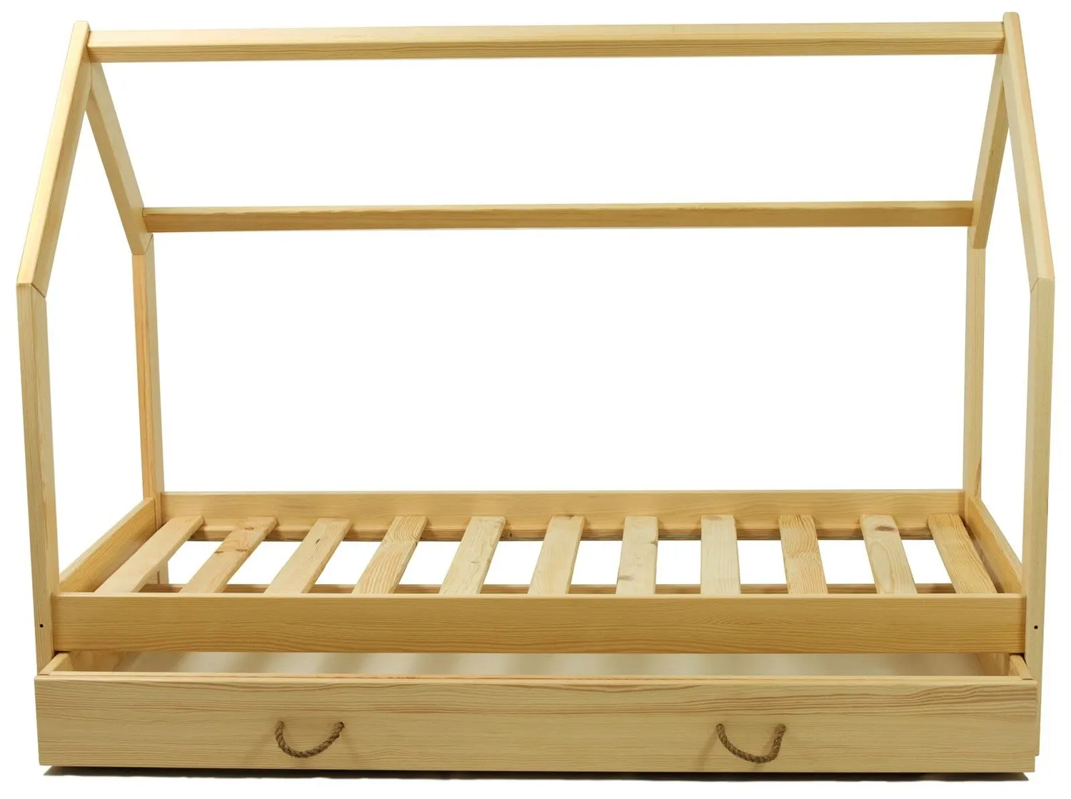 Velinda Scandinave lit maison enfant 160x80 bois naturel + tiroir