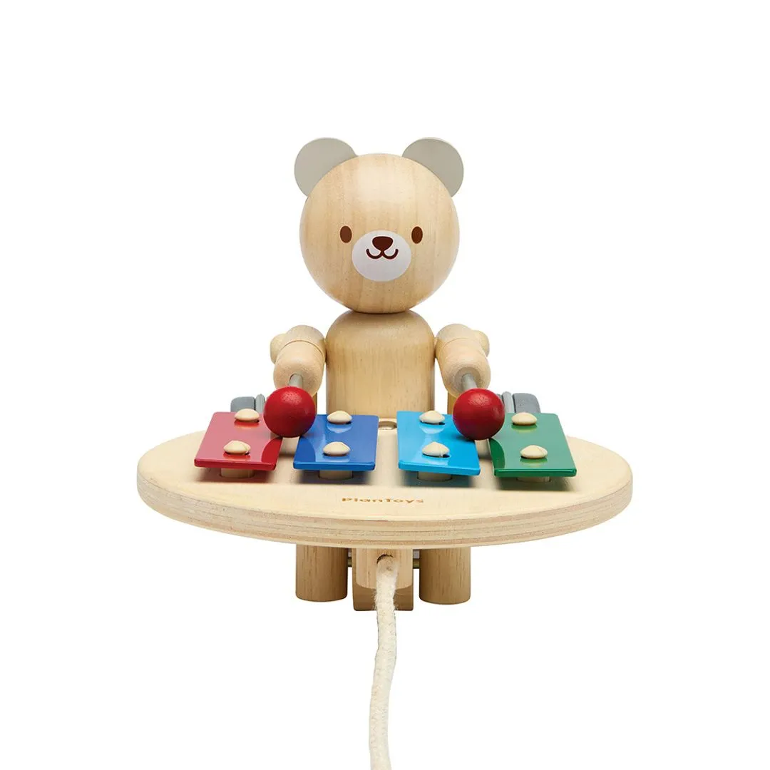 PlanToys Bear jouet à tirer ours musical bois