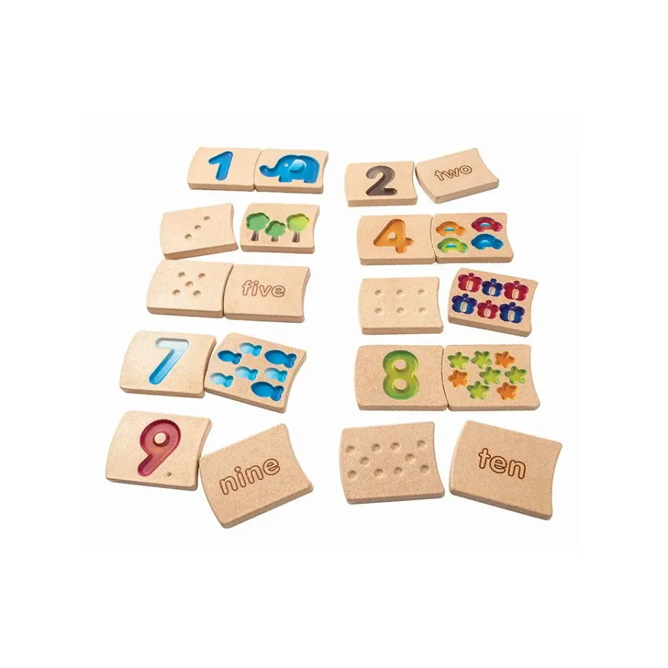 PlanToys Number 1-10 tuiles chiffres bois 20 pièces