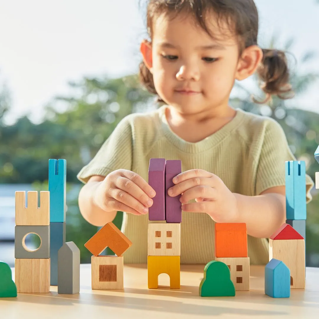 PlanToys Cityscape Blocks blocs ville bois 18 mois