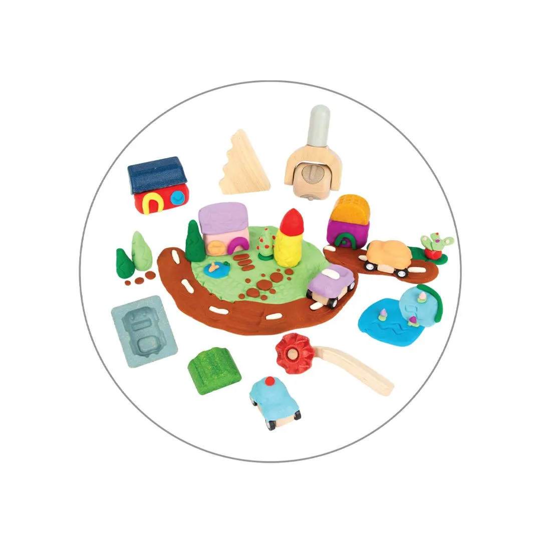 PlanToys Creative Dough Set accessoires pâte bois ville