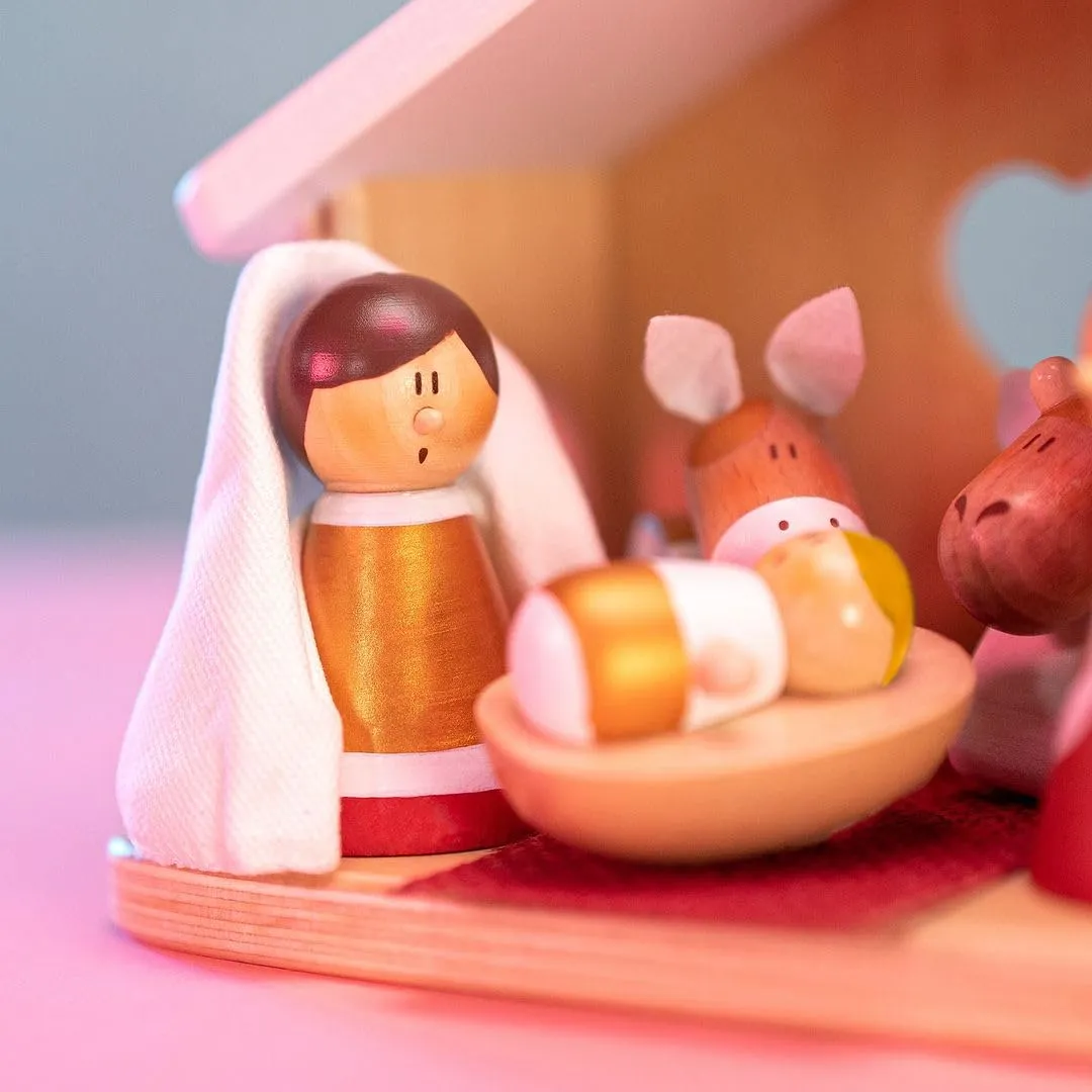 Sevi crèche Noël bois 5 figurines 7,5 cm