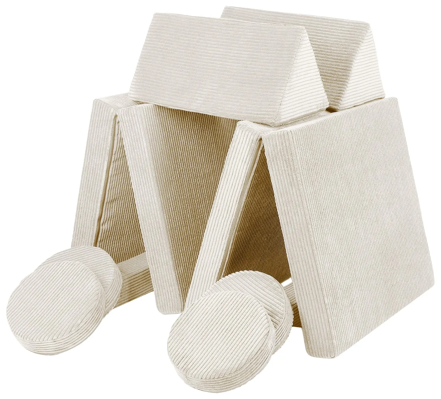 Velinda canapé modulaire enfant 10 modules crème côtelé