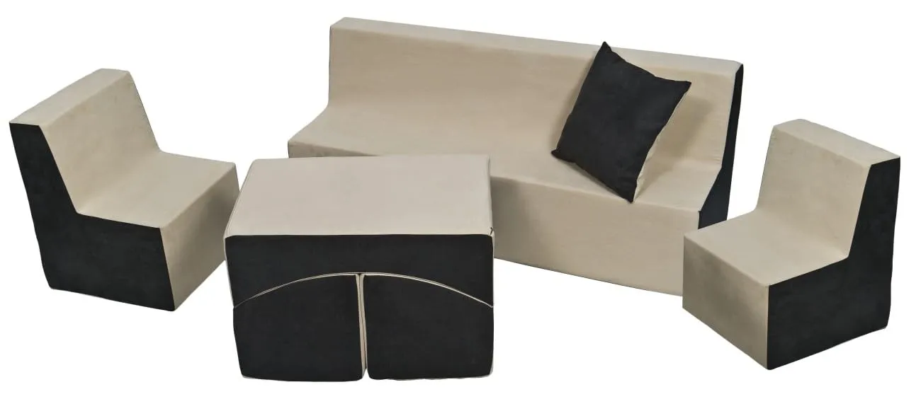 Velinda ensemble canapé enfant beige-gris 4 pièces