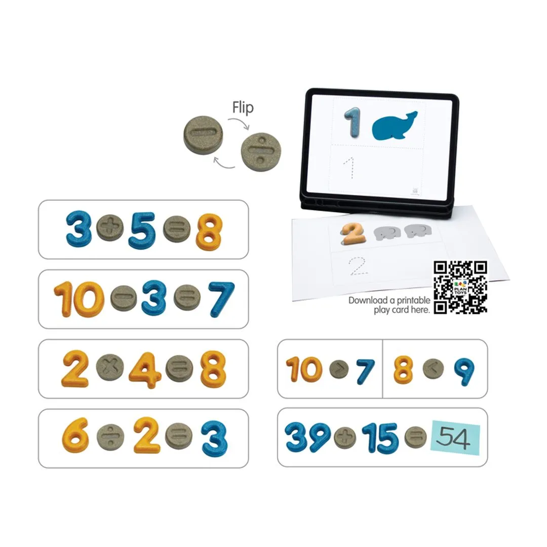 PlanToys Numbers And Symbols chiffres bois 13 pièces dès 2 ans