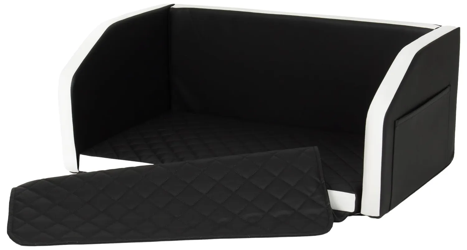 Velinda lit coffre voiture chien noir-blanc 90x55 cm