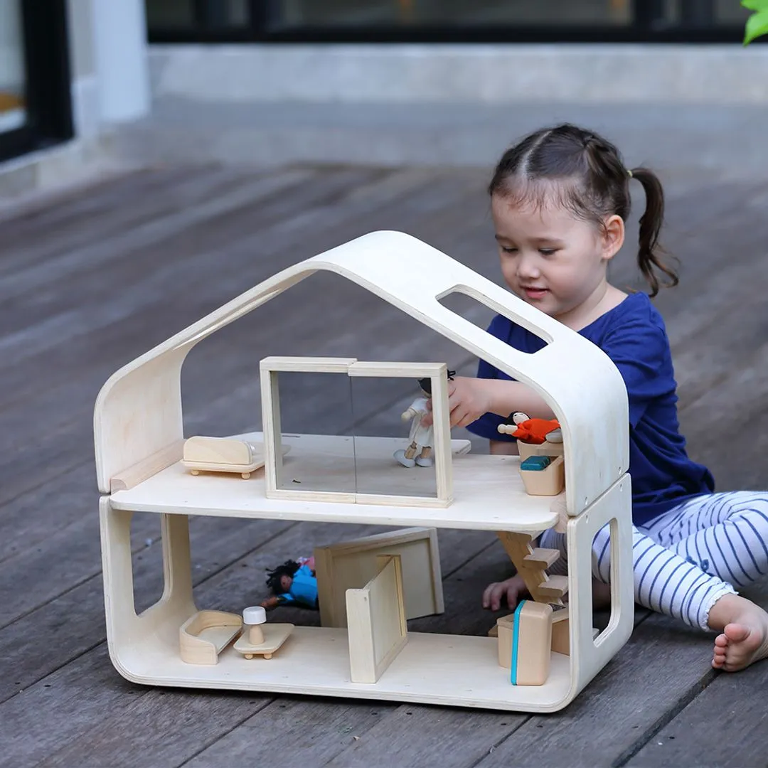 PlanToys Contemporary maison poupée bois meublée 2 étages