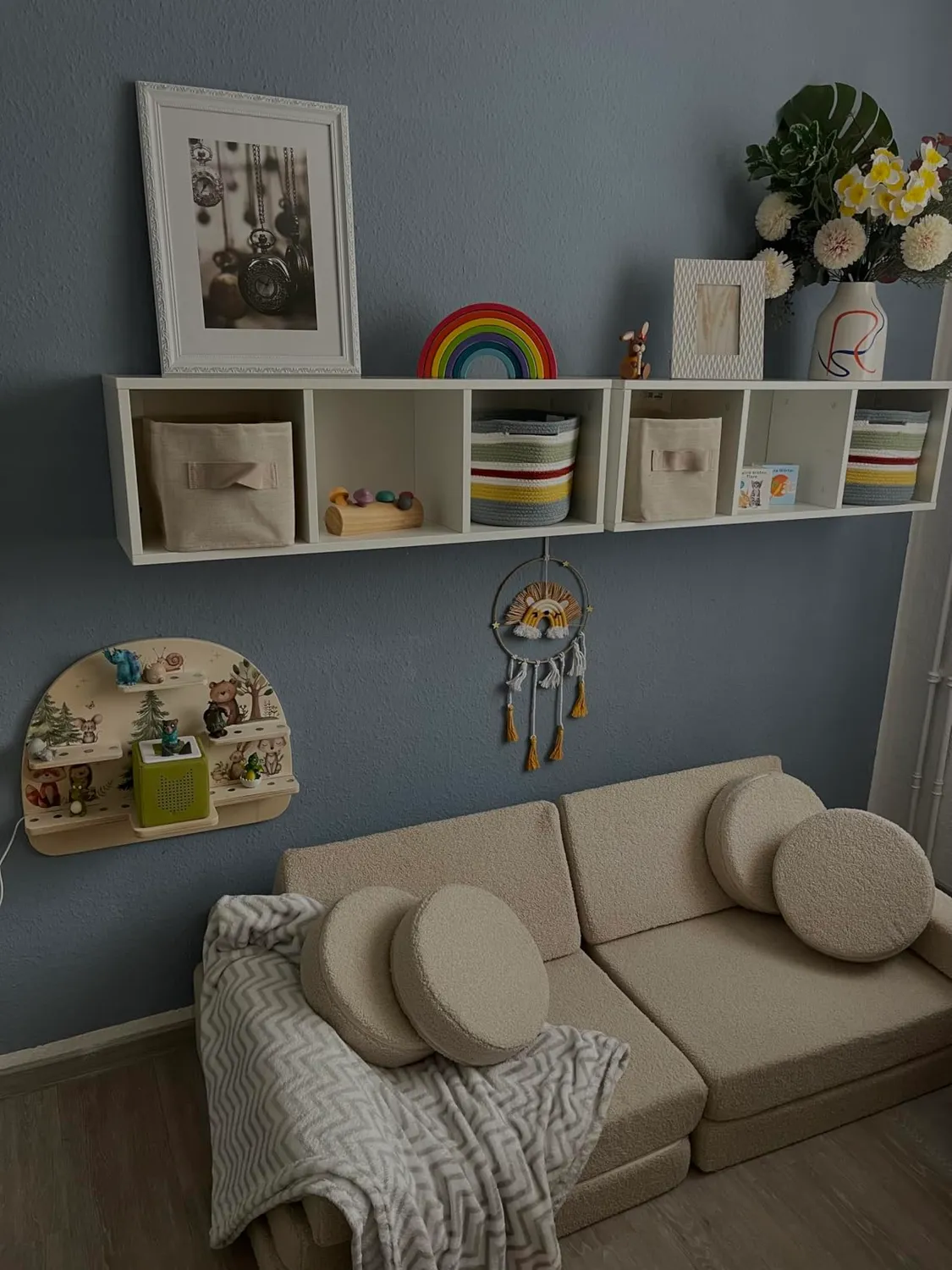 Velinda canapé bouclé modulaire menthe mousse enfant