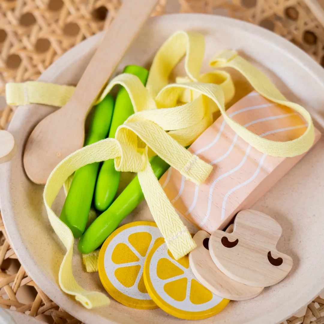 PlanToys Pasta dinette pâtes bois saumon dès 2 ans