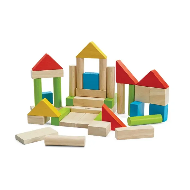PlanToys Unit Blocks 40 blocs de construction en bois colorés