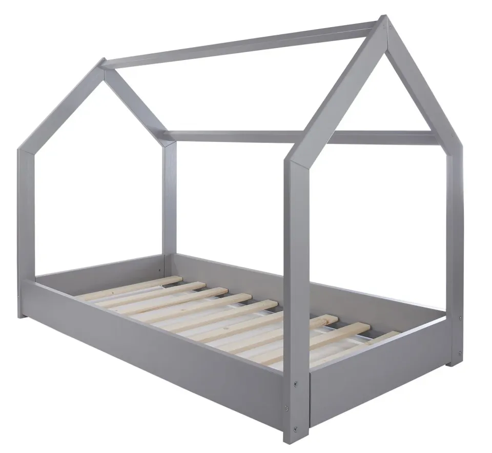 Velinda Lit Maison Cabane 2 en 1 Bois Gris 160x80 cm