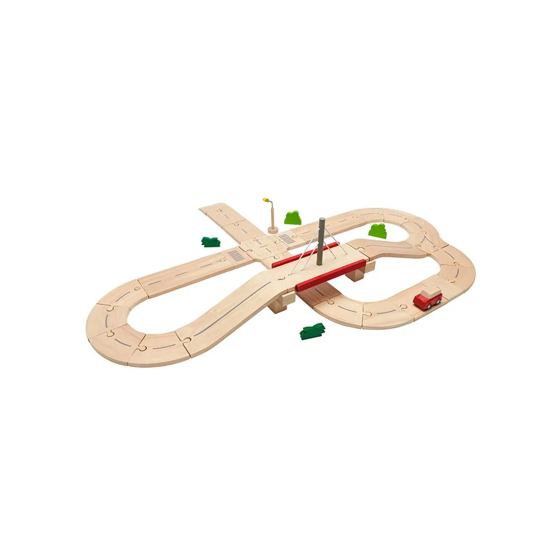 PlanToys Road System circuit bois 34 pièces
