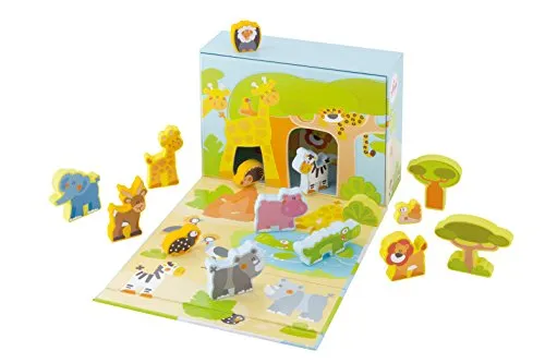 Sevi 82853 Play Case Savane figurines bois 15 pièces