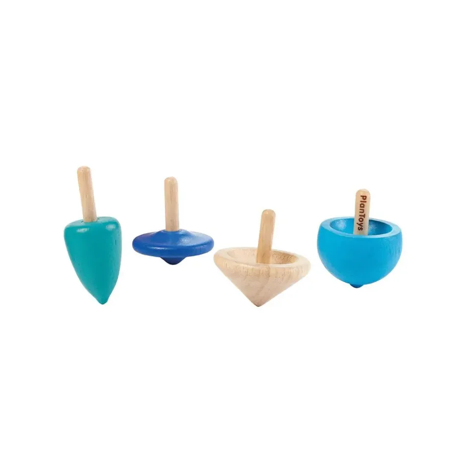 PlanToys PlanMini Spinning Tops toupies bois lot 4