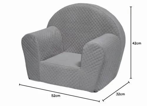 Velinda fauteuil piqué enfant gris 52 cm