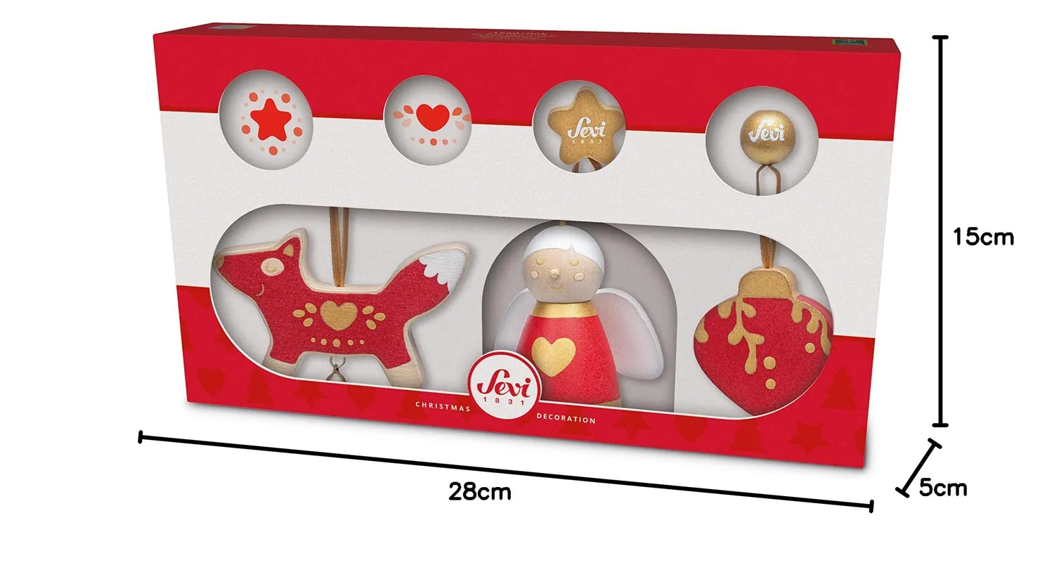 Trudi Set Déco Noël décoration bois rouge 3 pcs