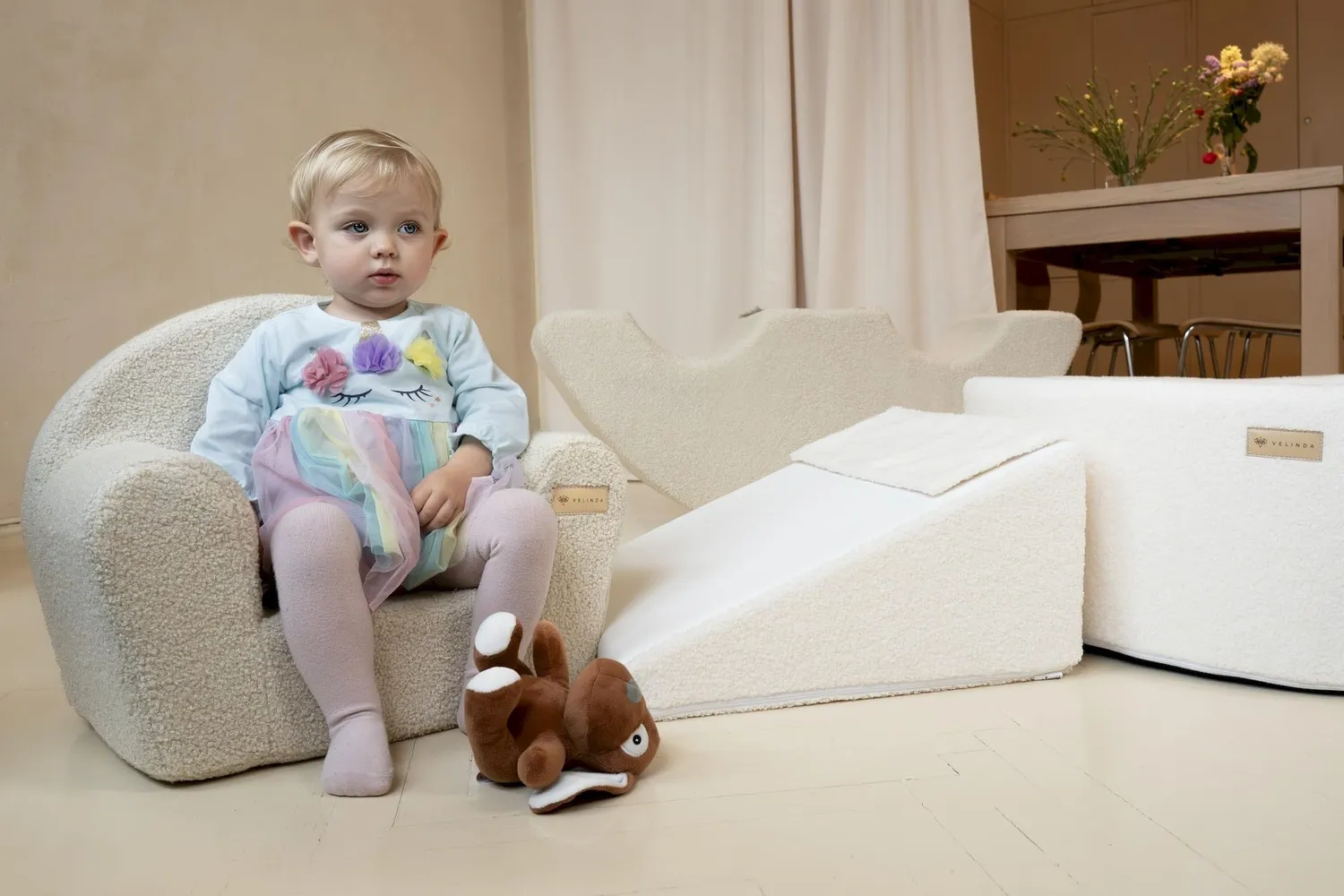 Velinda Fauteuil Boucle fauteuil enfant cappuccino doux