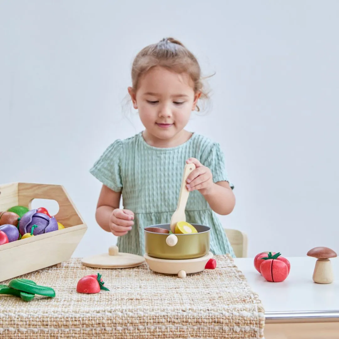 PlanToys Cookery Set dinette bois 2 ans pot et poêle