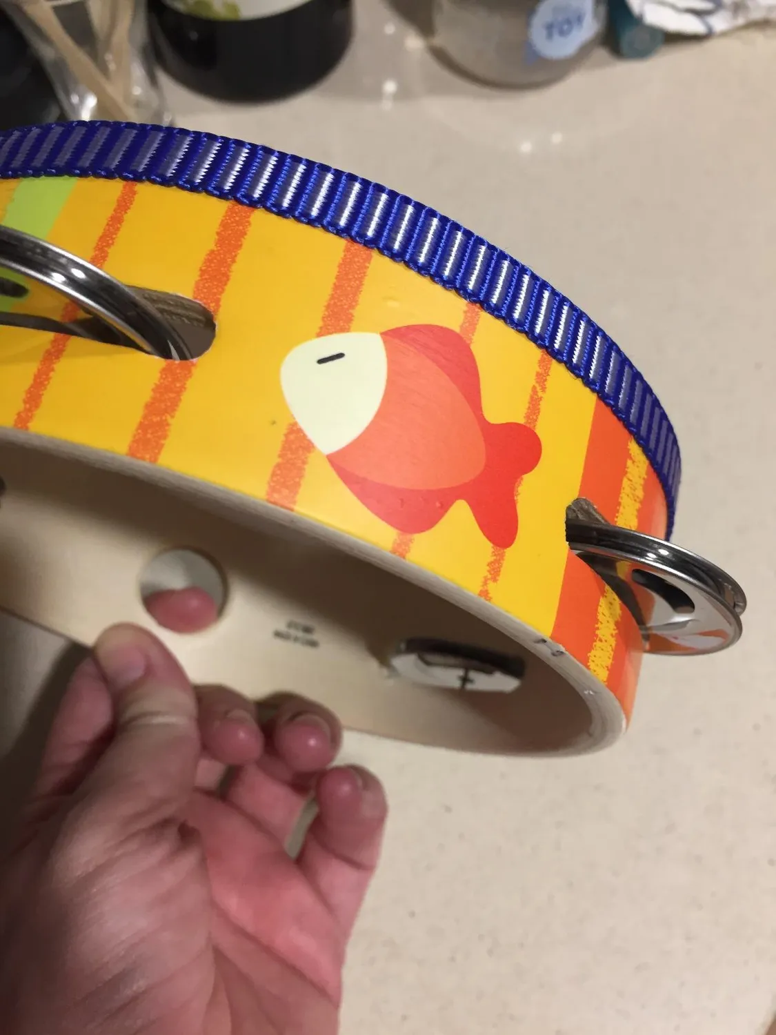 Sevi tambourin en bois enfant 18 cm