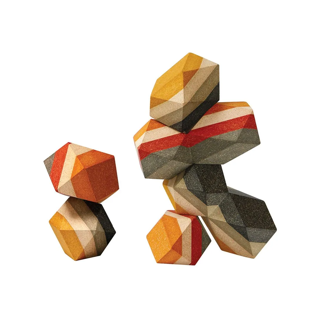 PlanToys Geo Stacking Rock pierres à empiler bois 6 pièces