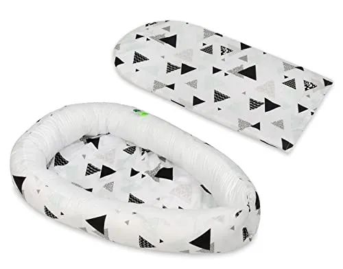 Velinda Triangles Menthe cocon bébé coton réglable blanc