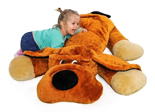 Velinda chien peluche géante allongé 110 cm douce