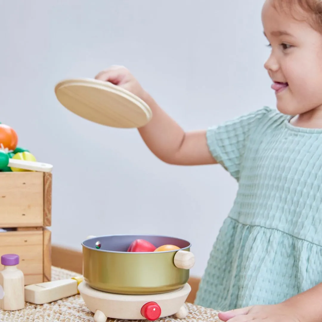 PlanToys Cookery Set dinette bois 2 ans pot et poêle