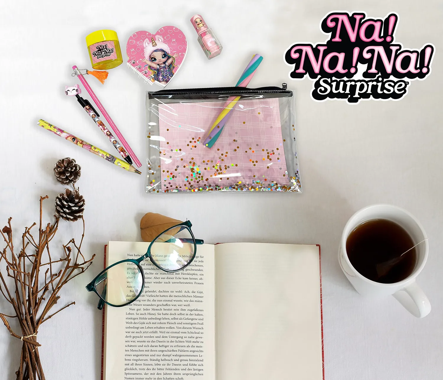 Na! Na! Na! Surprise set papeterie trousse jumbo paillettes 8 pièces
