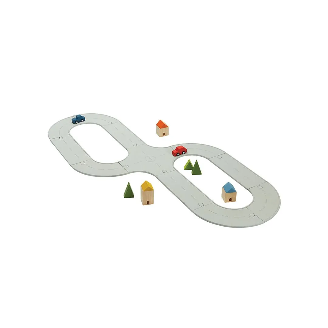 PlanToys Route et Rail circuit caoutchouc 22 pièces
