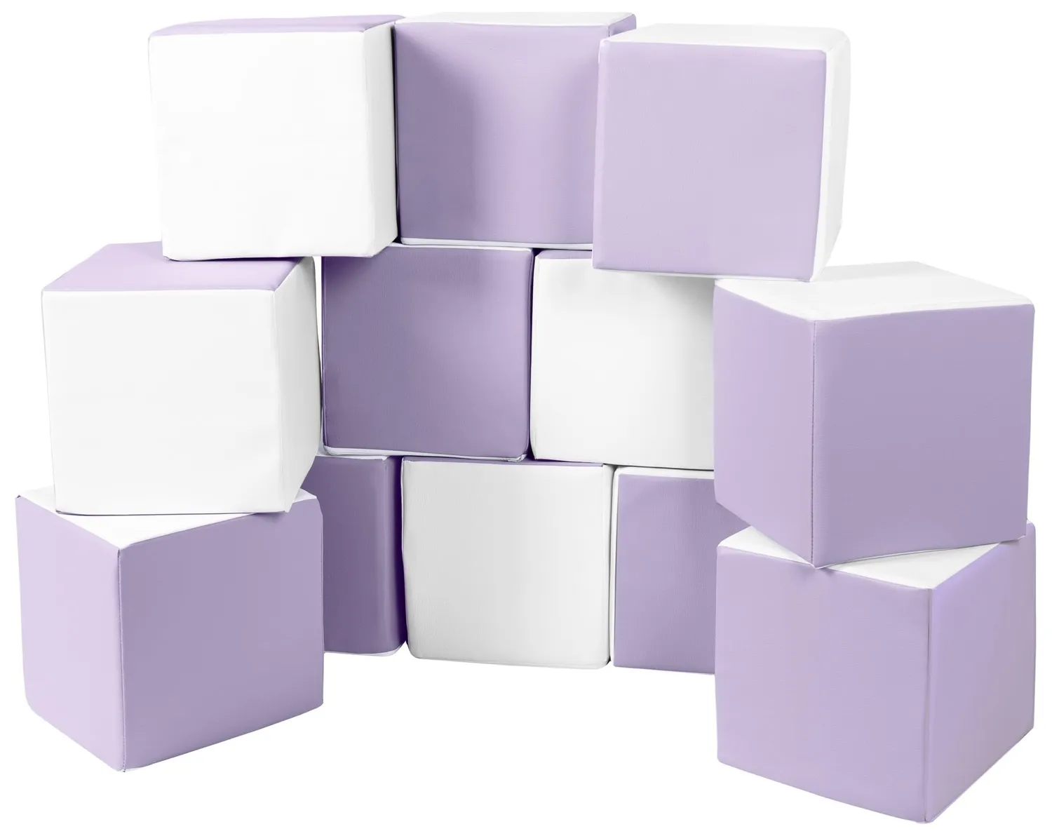 Velinda Cubes Lot de 12 Blocs Mousse Blanc Rose Pastel Crèche