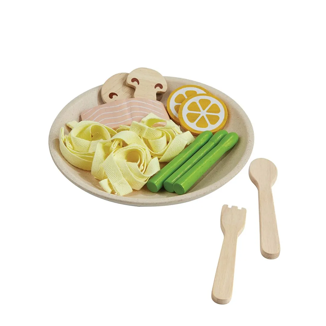 PlanToys Pasta dinette pâtes bois saumon dès 2 ans
