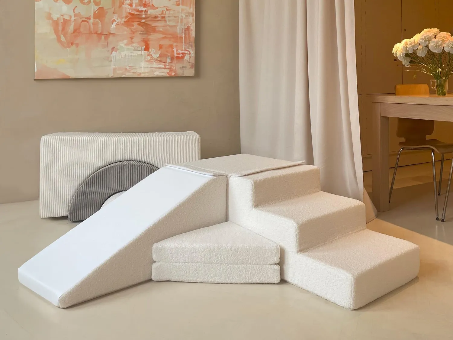 Velinda Set de 4 Blocs Mousse Boucle Crème Assise Jeu