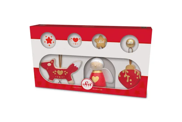 Trudi Set Déco Noël décoration bois rouge 3 pcs