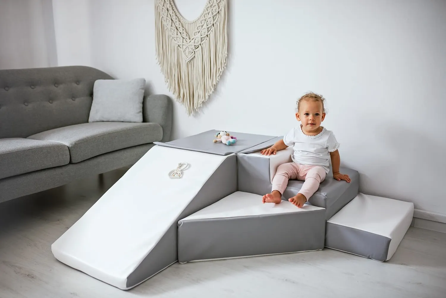 Velinda Set 4 blocs mousse Blanc-Rose Clair-Gris